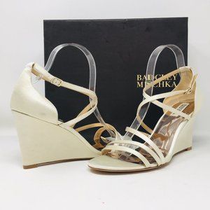 Badgley Mischka Bonanza Bridal Ivory Satin sandals